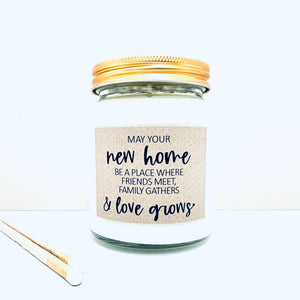 New home love grows handmade soy scented candle