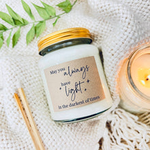 Load image into Gallery viewer, May you always have light handmade soy scented candle