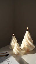 Load image into Gallery viewer, Swirl Christmas tree candle trio set | Ribbed Christmas tree