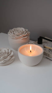 Rosa - coconut wax candle with rose shaped lid - pre order