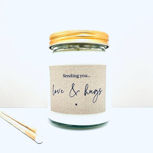 Sending love and hugs handmade soy scented candle