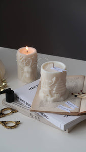 Pillar candle with Christmas tree motif | Christmas decor 