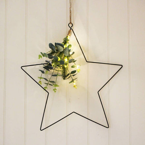 Black Wire Hanging LED Star, 50cm Large