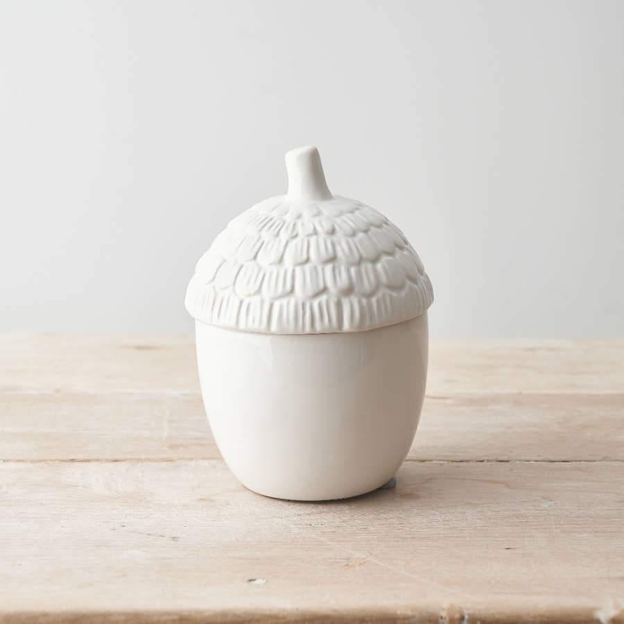 White Acorn Container - large