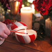 Load image into Gallery viewer, Candy Cane Stripe Cinnamon Bauble Candle