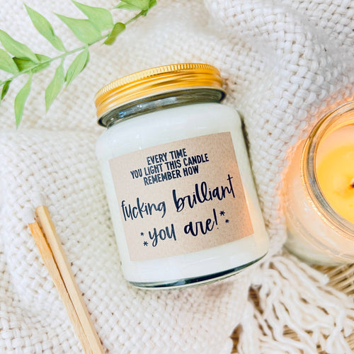 Fucking Brilliant handmade soy scented candle