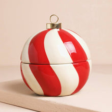 Load image into Gallery viewer, Candy Cane Stripe Cinnamon Bauble Candle