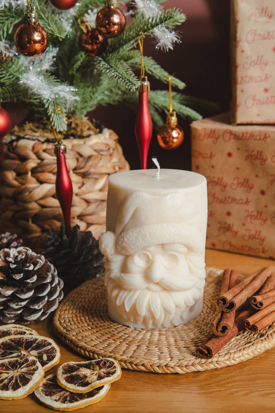 Santa Claus candle | Large soy wax home decor