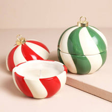 Load image into Gallery viewer, Candy Cane Stripe Cinnamon Bauble Candle