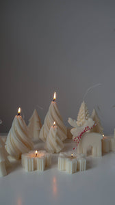 Swirl Christmas tree candle trio set | Ribbed Christmas tree