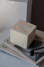 Load image into Gallery viewer, Large ribbed cube candle | centrepiece candle |Wedding decor