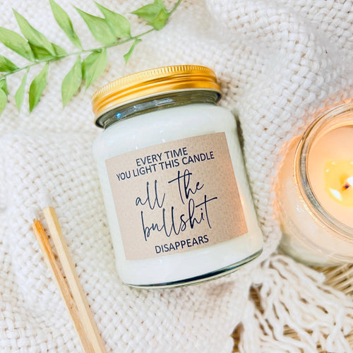 All the bullshit handmade soy scented candle