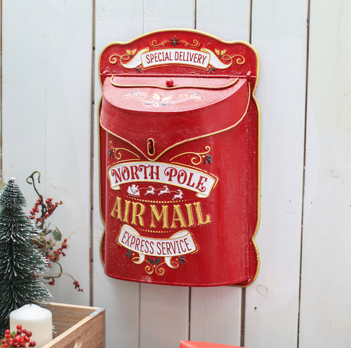 Christmas Post Box Letter Box Wall Mount Hanging Mail Box Red Mailbox Vintage Mailbox