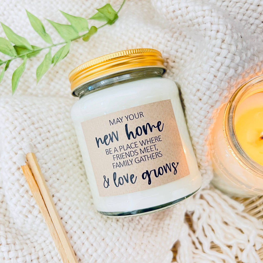 New home love grows handmade soy scented candle