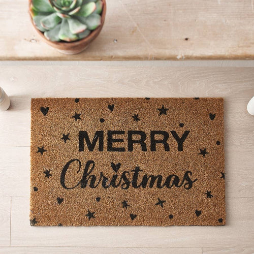 Coir Doormat, Merry Christmas, 40cm