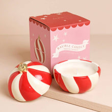 Load image into Gallery viewer, Candy Cane Stripe Cinnamon Bauble Candle