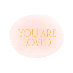 You Are Loved Rose Quartz Crystal Palm Stone