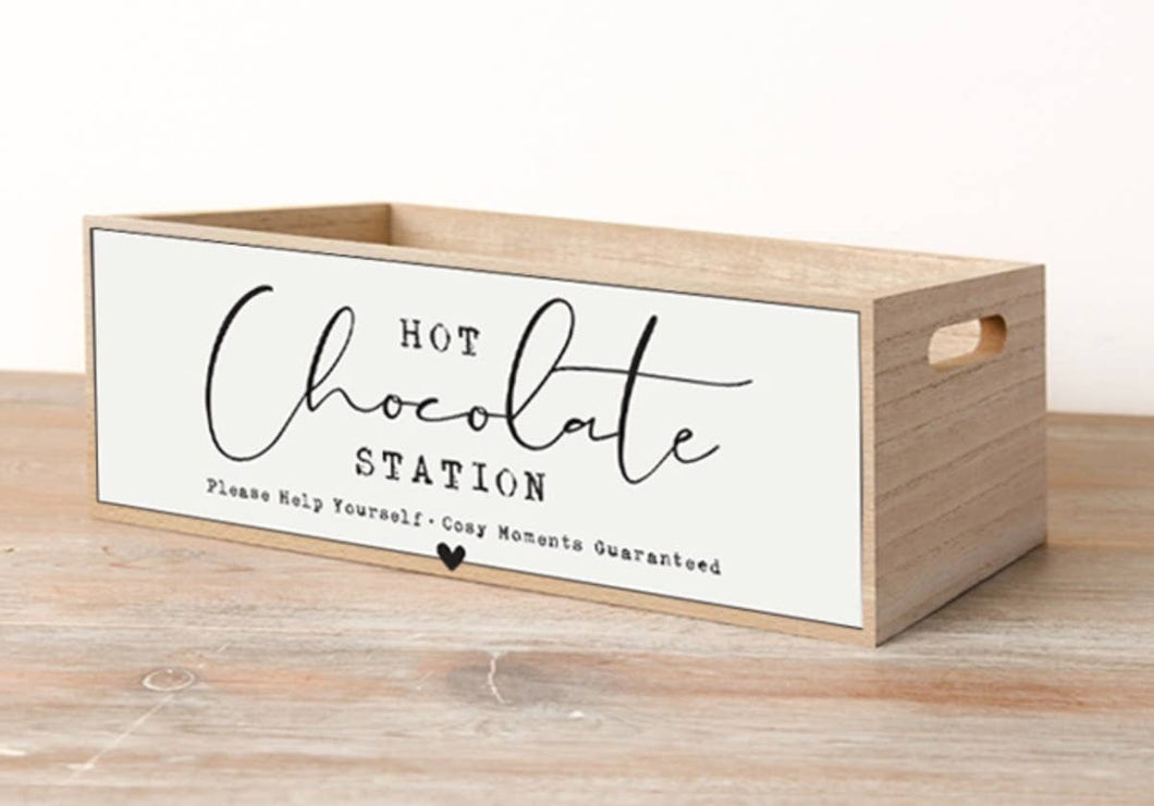 Wooden Hot Chocolate Station Crate, 24cm