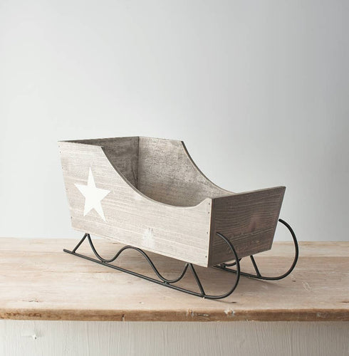 Grey Wood Sleigh, 45cm