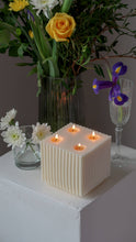 Load image into Gallery viewer, Large ribbed cube candle | centrepiece candle |Wedding decor