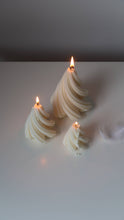 Load image into Gallery viewer, Swirl Christmas tree candle trio set | Ribbed Christmas tree