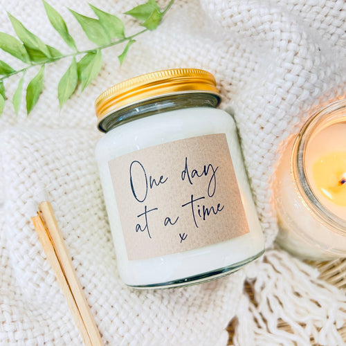 One day at a time handmade soy scented candle