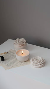 Rosa - coconut wax candle with rose shaped lid - pre order