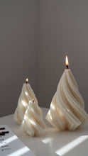 Load image into Gallery viewer, Swirl Christmas tree candle trio set | Ribbed Christmas tree