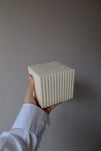 Load image into Gallery viewer, Large ribbed cube candle | centrepiece candle |Wedding decor