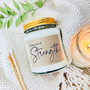 A little jar of strength handmade soy scented candle