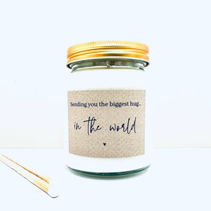 Biggest hug in the world handmade soy scented candle