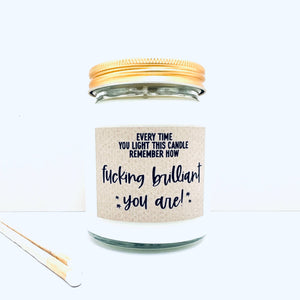 Fucking Brilliant handmade soy scented candle